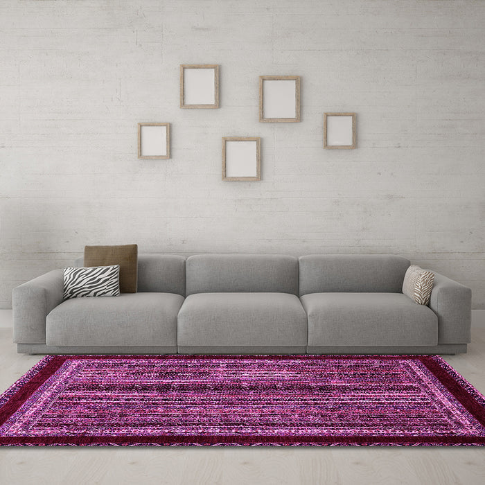 Machine Washable Abstract Pink Modern Rug in a Living Room, wshabs653pnk
