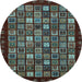 Round Abstract Light Blue Modern Rug, abs654lblu