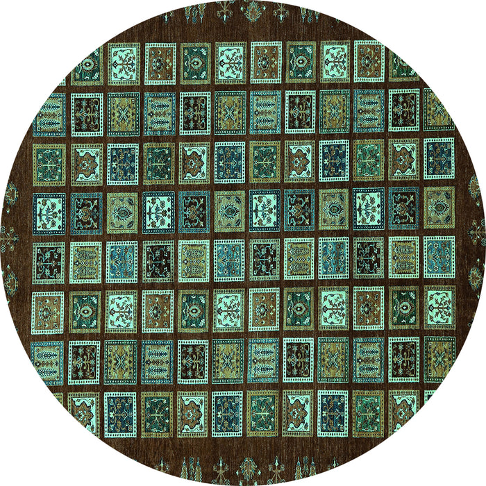 Round Abstract Turquoise Modern Rug, abs654turq