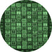 Round Abstract Emerald Green Modern Rug, abs654emgrn