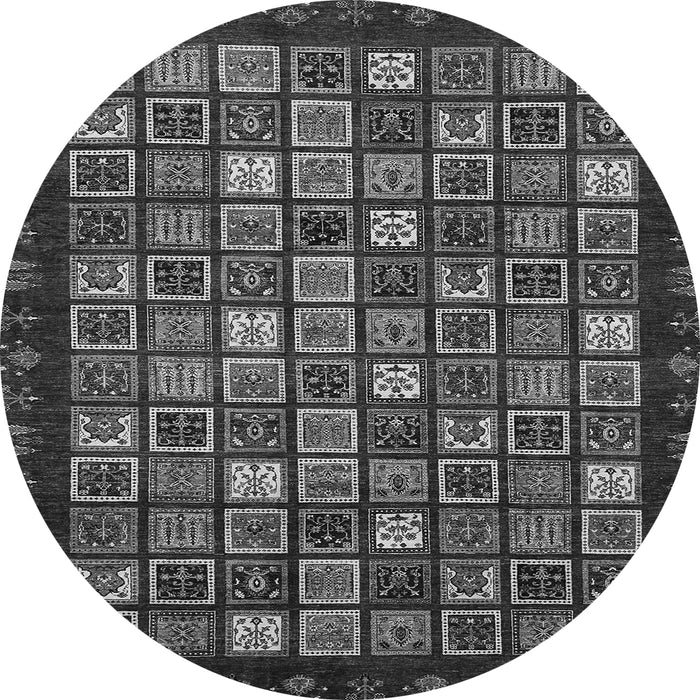 Round Machine Washable Abstract Gray Modern Rug, wshabs654gry