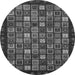 Round Machine Washable Abstract Gray Modern Rug, wshabs654gry