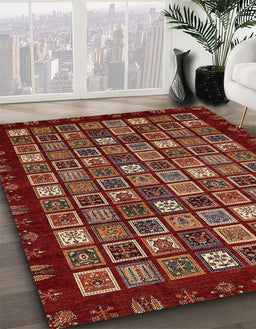 Abstract Rust Pink Modern Rug in Family Room, abs654