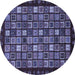 Round Machine Washable Abstract Blue Modern Rug, wshabs654blu