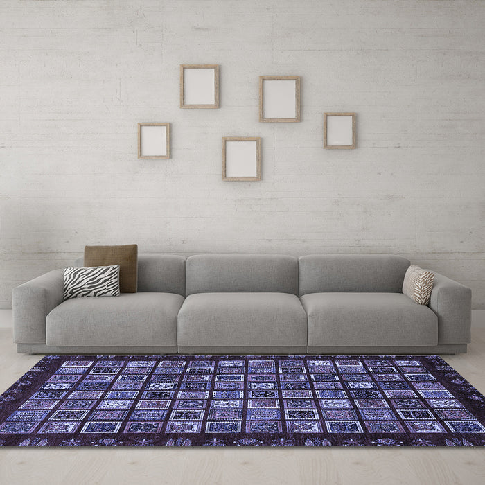 Machine Washable Abstract Blue Modern Rug in a Living Room, wshabs654blu