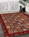 Abstract Rust Pink Modern Rug in Family Room, abs654