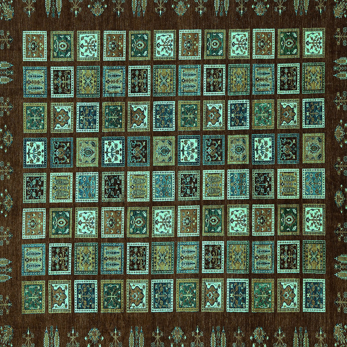 Square Machine Washable Abstract Turquoise Modern Area Rugs, wshabs654turq