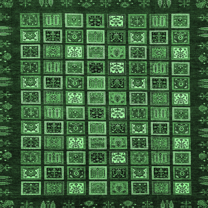 Square Machine Washable Abstract Emerald Green Modern Area Rugs, wshabs654emgrn