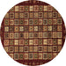 Round Machine Washable Abstract Brown Modern Rug, wshabs654brn