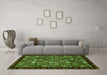 Machine Washable Abstract Green Modern Area Rugs in a Living Room,, wshabs654grn