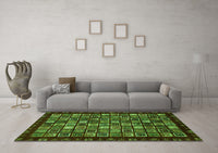 Machine Washable Abstract Green Modern Rug, wshabs654grn