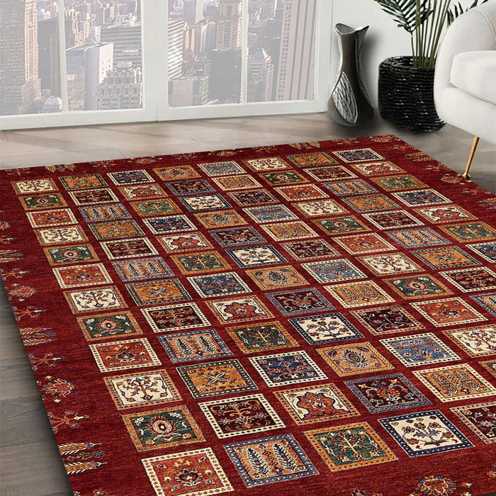 Machine Washable Abstract Rust Pink Rug in a Family Room, wshabs654