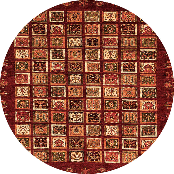 Round Machine Washable Abstract Orange Modern Area Rugs, wshabs654org