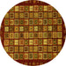 Round Abstract Yellow Modern Rug, abs654yw