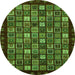 Round Machine Washable Abstract Green Modern Area Rugs, wshabs654grn