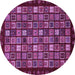 Round Machine Washable Abstract Purple Modern Area Rugs, wshabs654pur