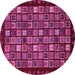 Round Machine Washable Abstract Pink Modern Rug, wshabs654pnk