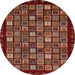 Round Machine Washable Abstract Rust Pink Rug, wshabs654