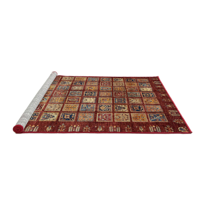 Sideview of Machine Washable Abstract Tomato Red Rug, wshabs655