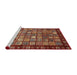 Sideview of Machine Washable Abstract Tomato Red Rug, wshabs655