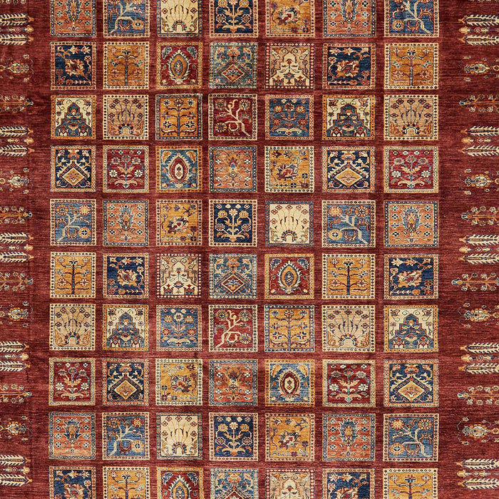 Machine Washable Abstract Tomato Red Rug, wshabs655