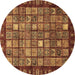 Round Abstract Brown Modern Rug, abs655brn