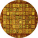 Round Abstract Yellow Modern Rug, abs655yw