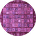 Round Machine Washable Abstract Purple Modern Area Rugs, wshabs655pur