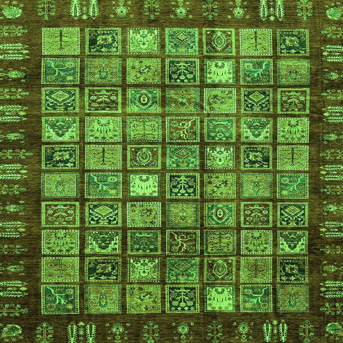 Square Abstract Green Modern Rug, abs655grn