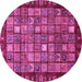 Round Machine Washable Abstract Pink Modern Rug, wshabs655pnk