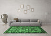 Machine Washable Abstract Emerald Green Modern Area Rugs in a Living Room,, wshabs655emgrn