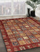 Abstract Red Modern Rug in Family Room, abs655