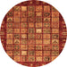 Round Machine Washable Abstract Orange Modern Area Rugs, wshabs655org