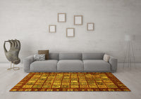 Machine Washable Abstract Yellow Modern Rug, wshabs655yw