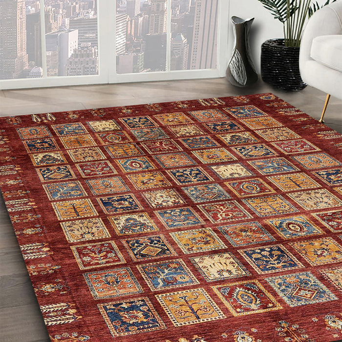 Machine Washable Abstract Tomato Red Rug in a Family Room, wshabs655