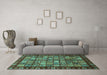 Machine Washable Abstract Turquoise Modern Area Rugs in a Living Room,, wshabs655turq