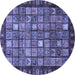 Round Abstract Blue Modern Rug, abs655blu