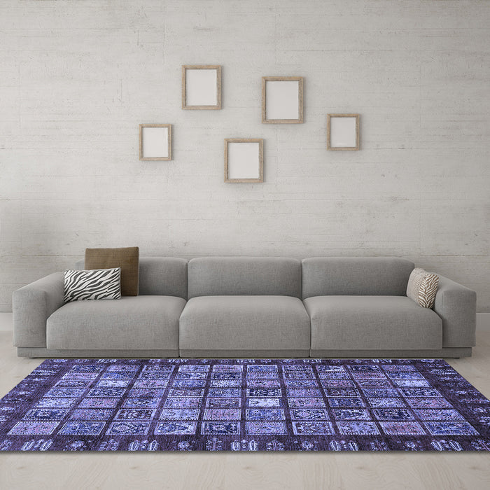 Machine Washable Abstract Blue Modern Rug in a Living Room, wshabs655blu