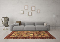 Machine Washable Abstract Brown Modern Rug, wshabs655brn