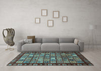 Machine Washable Abstract Light Blue Modern Rug, wshabs655lblu