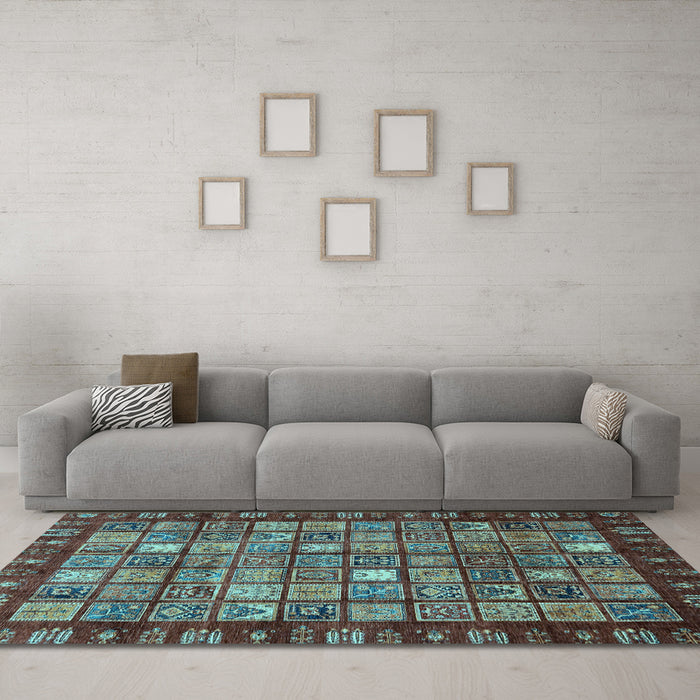 Machine Washable Abstract Light Blue Modern Rug in a Living Room, wshabs655lblu