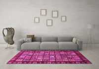 Machine Washable Abstract Pink Modern Rug, wshabs655pnk