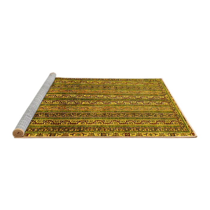 Sideview of Machine Washable Abstract Yellow Modern Rug, wshabs656yw