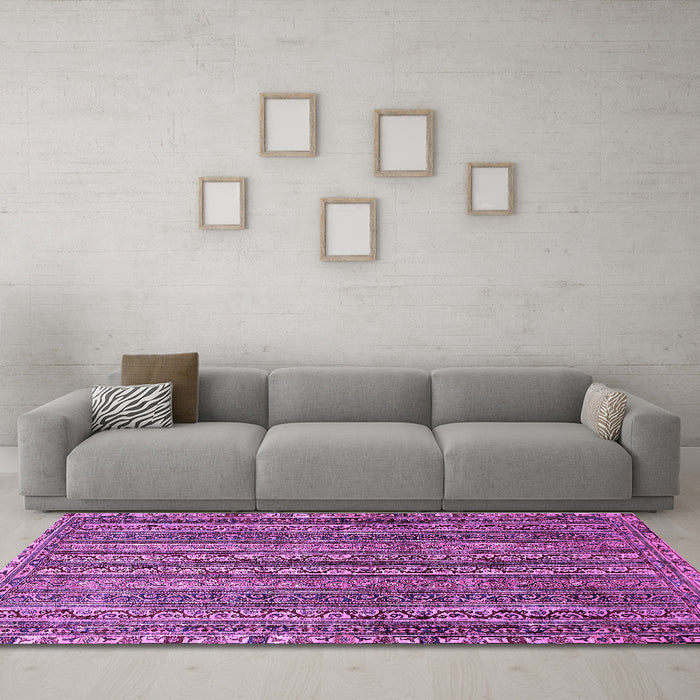 Machine Washable Abstract Purple Modern Area Rugs in a Living Room, wshabs656pur