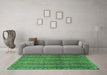 Machine Washable Abstract Emerald Green Modern Area Rugs in a Living Room,, wshabs656emgrn