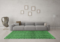 Machine Washable Abstract Emerald Green Modern Rug, wshabs656emgrn