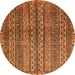 Round Abstract Orange Modern Rug, abs656org