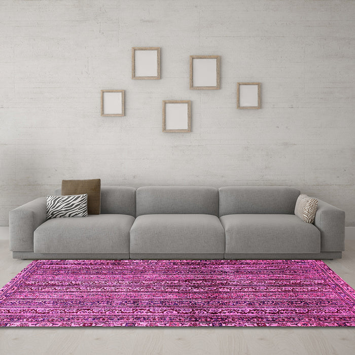 Machine Washable Abstract Pink Modern Rug in a Living Room, wshabs656pnk