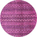 Round Machine Washable Abstract Pink Modern Rug, wshabs656pnk