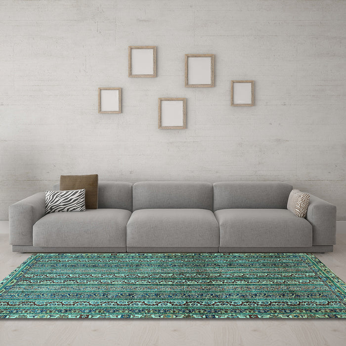 Machine Washable Abstract Light Blue Modern Rug in a Living Room, wshabs656lblu